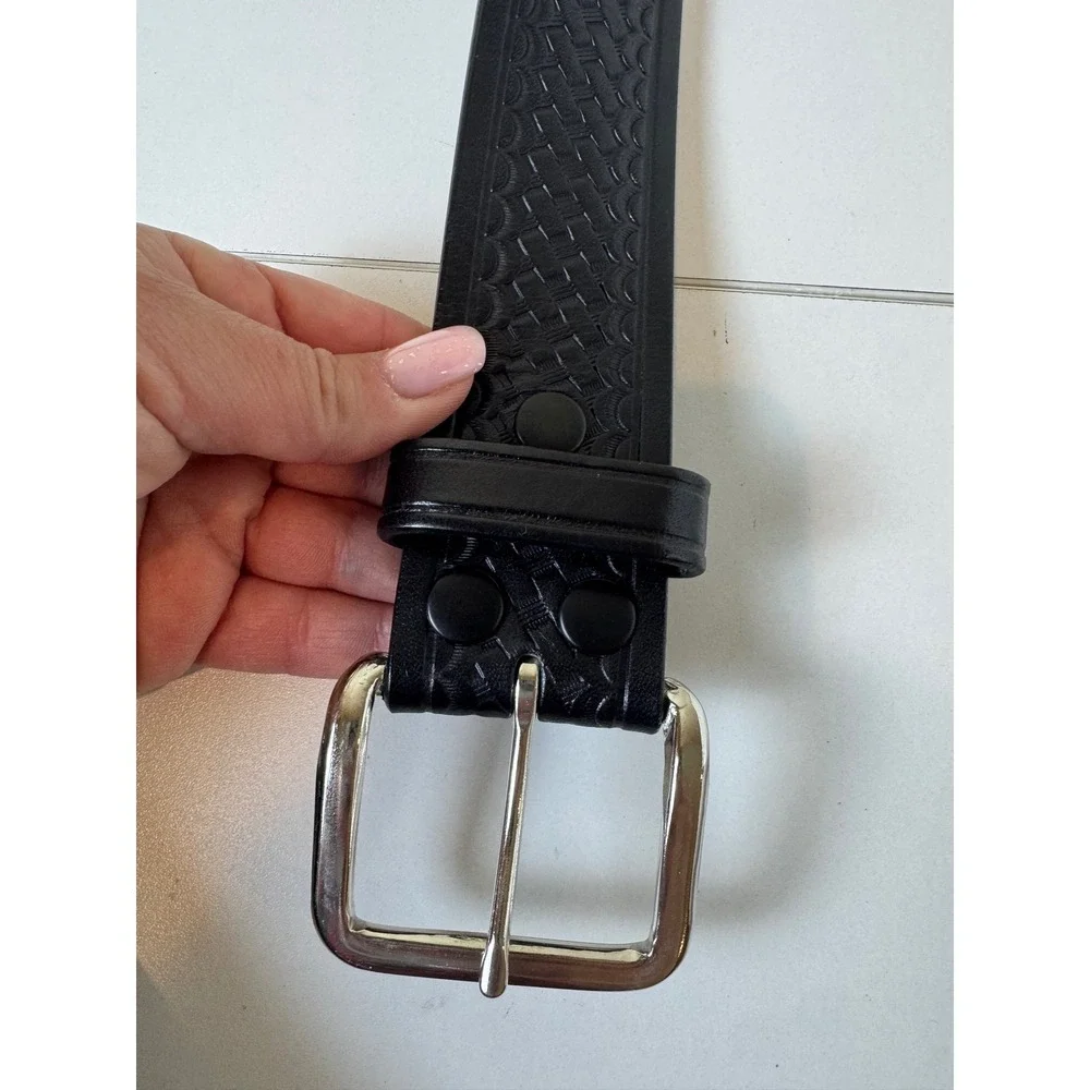 Belts Utility Uniform Work Basketweave Cowhide Leather 34 Black‎ Western Cowboy